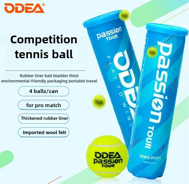 

Odea Passion Tennis Balls, 4 Balls/Can, High Bounce Durable Training Practice Balls, 3 Cans with Free Vibration Dampener