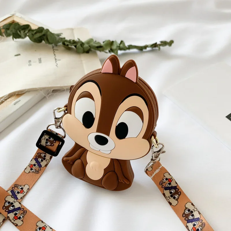 Disney Anime Piglet Tigger Chip \'n\' Dale Squirrel Brothers Children Bag Silicone Bag Diagonal Bag Coin Purse for Kids Gift Toy