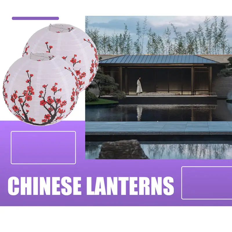 12-Inch Japanese/Chinese Paper Lanterns (Set of 5, Red )