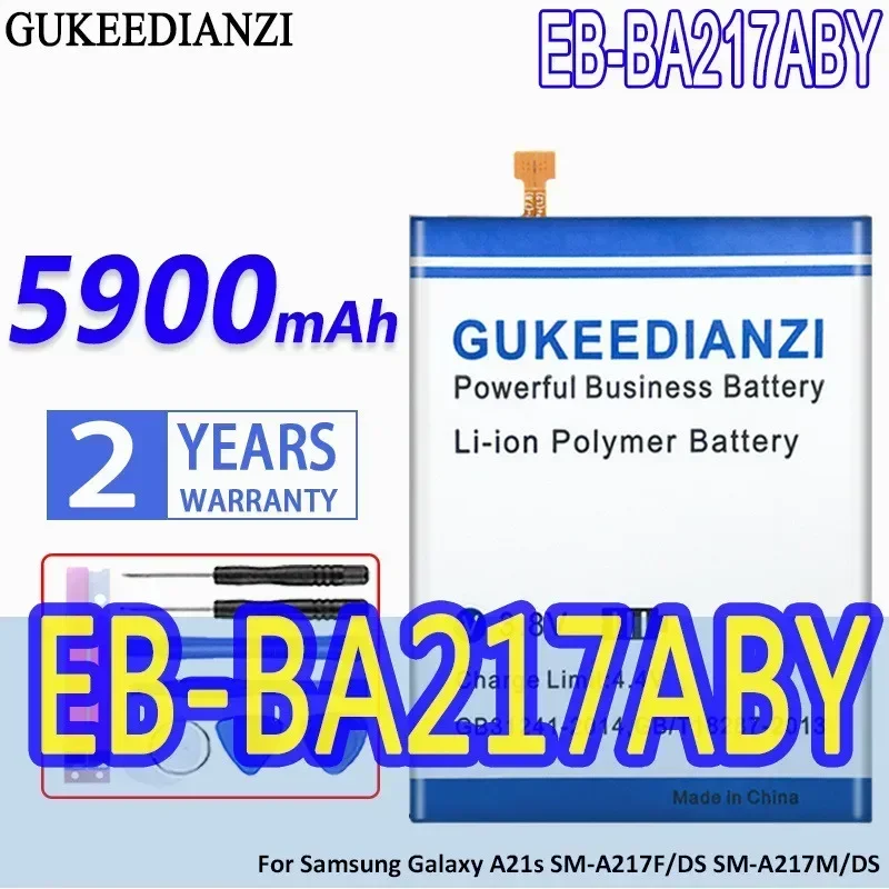 High Capacity GUKEEDIANZI Battery EB-BA217ABY 5900mAh For Samsung Galaxy A21s SM-A217F/DS SM-A217M/DS SM-A217F/DSN Batteries