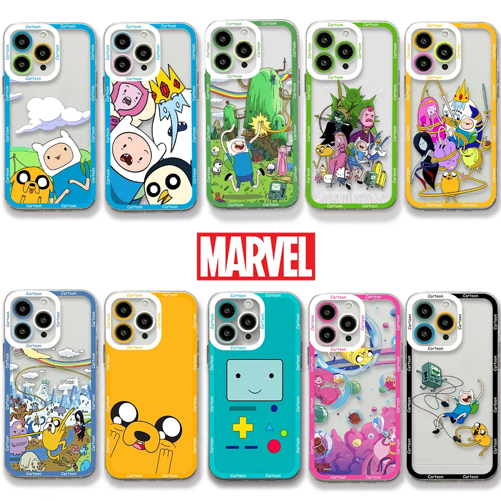 Cartoon A-Adventures T-Time Phone Case For iPhone 15 14 13 12 11 Mini Pro Max X XR XSMax 6S 6 7 8 Plus SE20 Transparent Cover