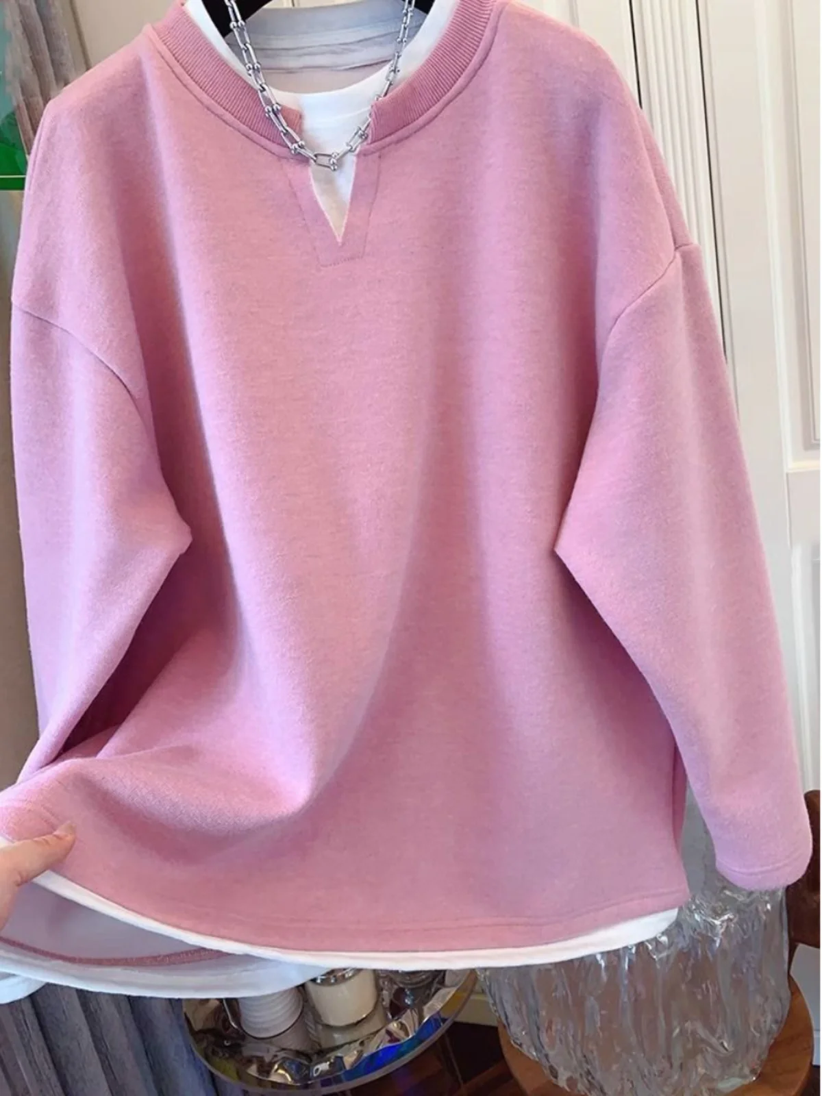 تي شيرت مريح برقبة دائرية على الطراز المريح، طبقة أساسية فضفاضة للنساء، ملابس داخلية للربيع والخريف، النسخة الكورية، تي شيرت ...