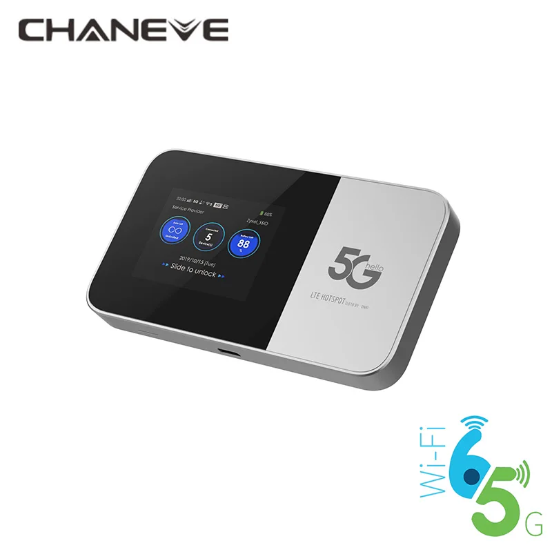 CHANEVE 5G MiFi Mobile Pocket Modem WiFi Hotspot With Sim Card Slot High Speed LTE CAT18 Portable 11ax Wireless Router 4400mAh