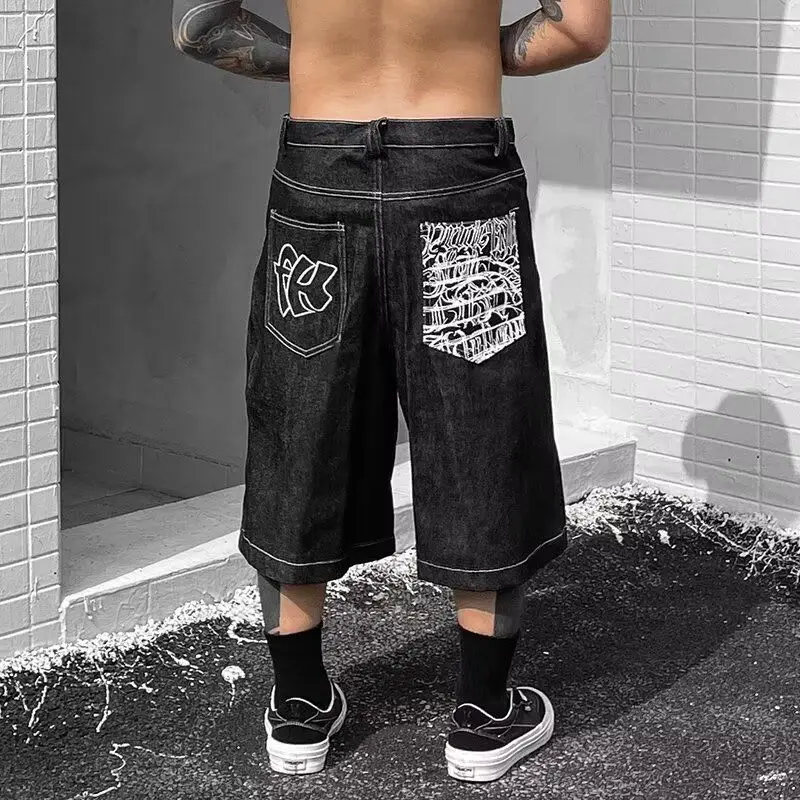 

Мужские винтажные джинсовые шорты в стиле ретро, повседневные брюки пять четвертей, модные брендовые облегающие эластичные брюки