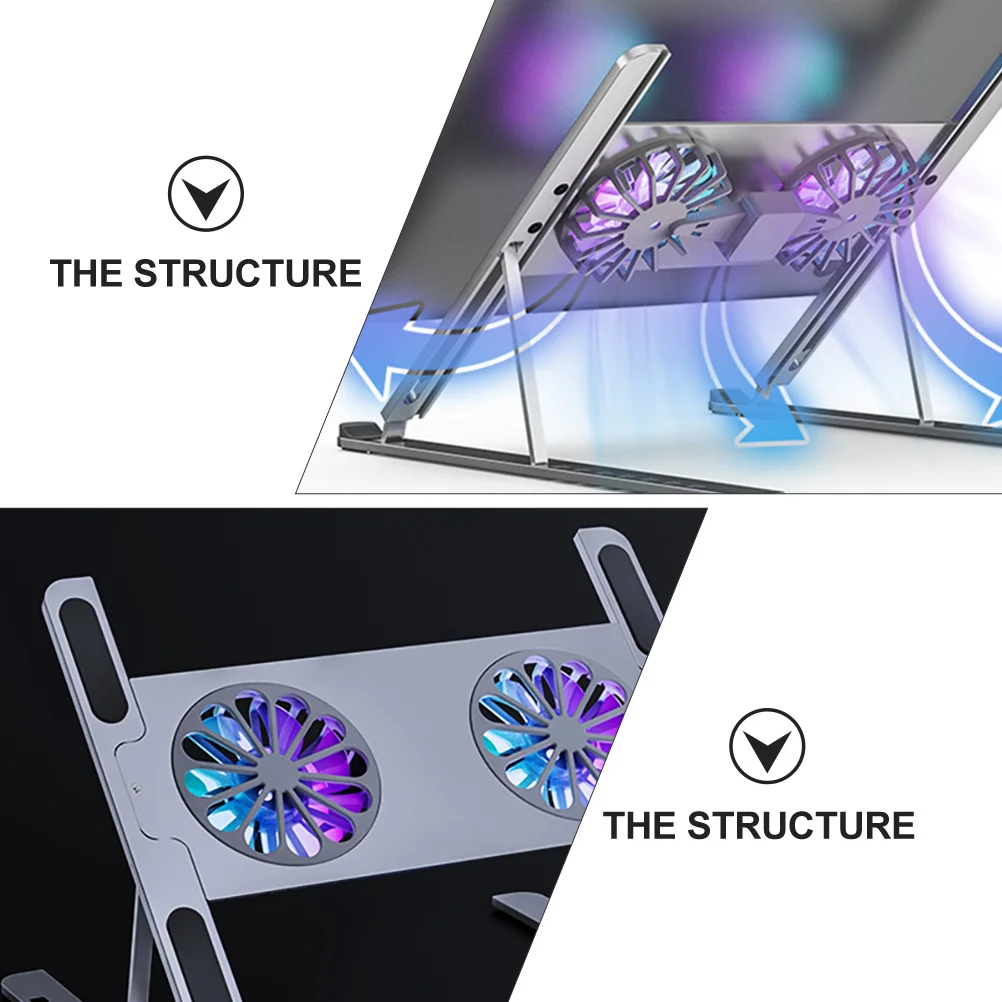 

Notebook Cooler Colorful Lighting Fan Laptop Ventilated Support High Durability Aluminum Alloy Double Dissipation Long Working