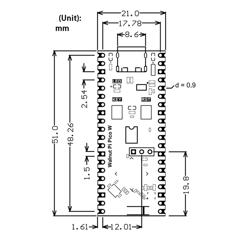 For Walnut Pi Picow ESP32-S3 Development Board 2.4G Wifi 802.11 B/G/N+Bluetooth 5 For Raspberry Pi Pico Replacement Parts 1 PCS