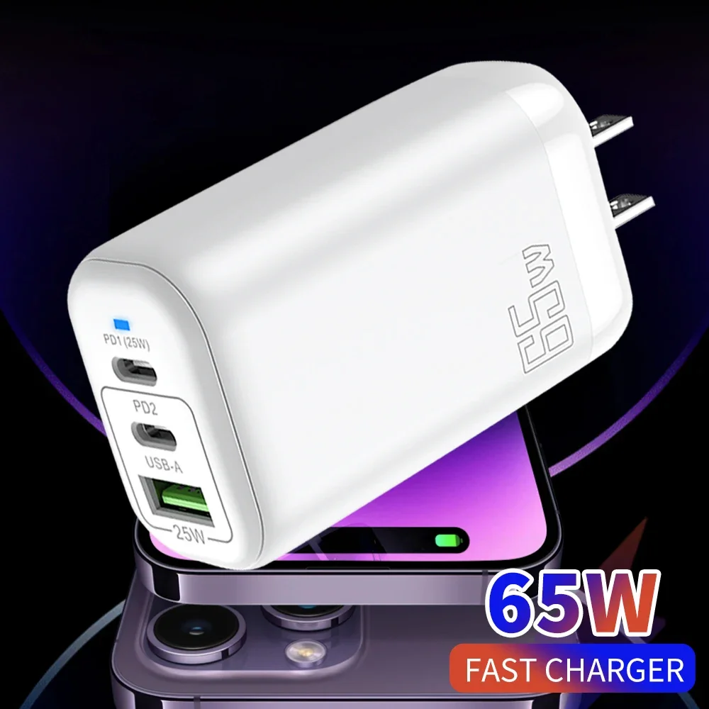 Typ C 65 W USB-Ladegerät PD Schnellladung Telefon QC 3.0 Schnellladegeräte für iPhone 14 13 12 11 Pro Max Mini iPad Laden EU/US/UK