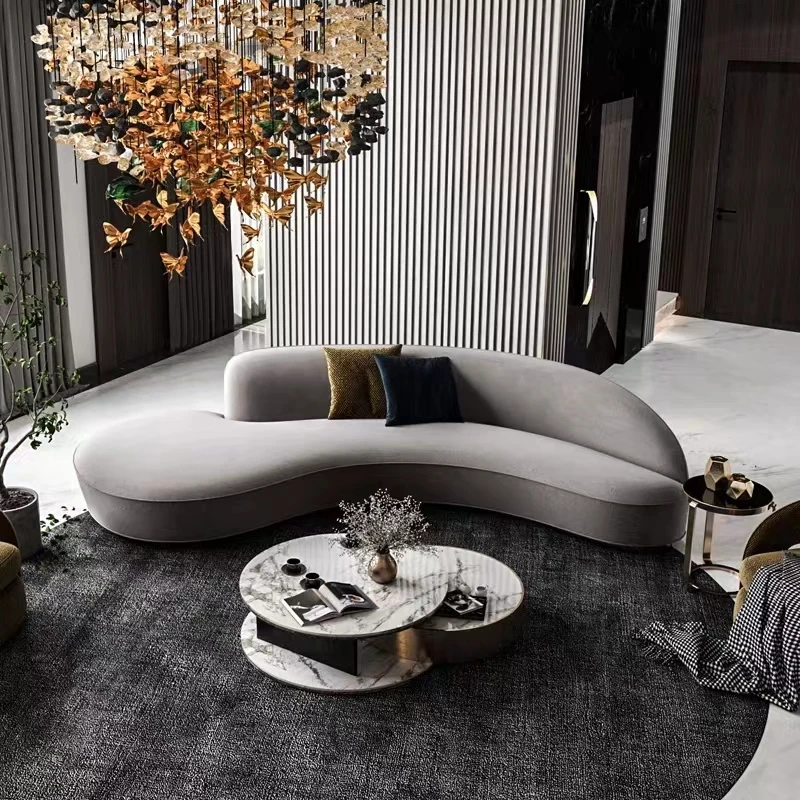 Apartment Type Circular Arc Designer Reception Rest Area Beauty Salon Special-Shaped Technology Fabric Sofa