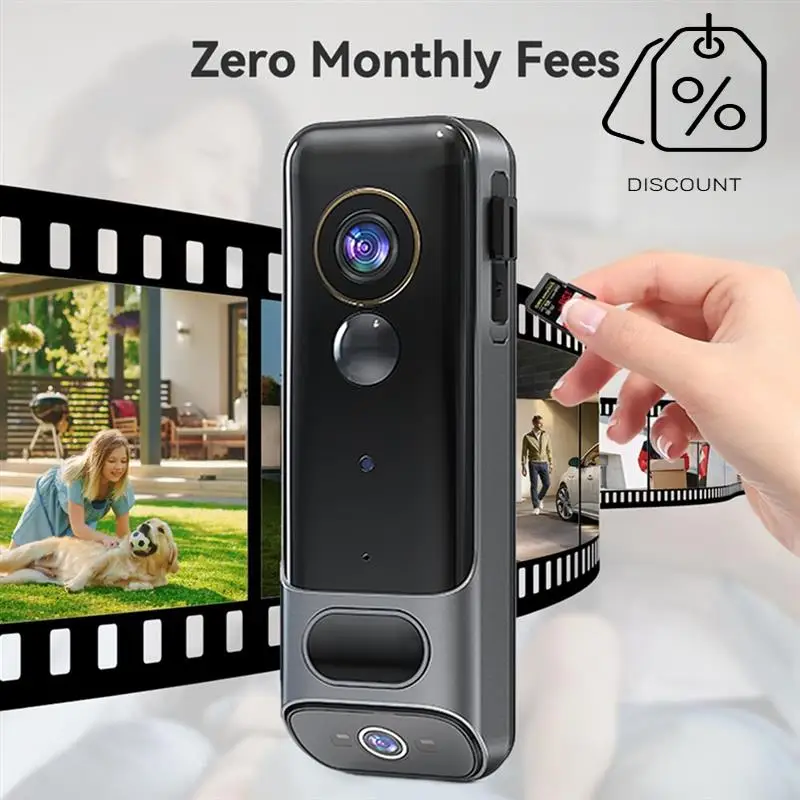 ABMF-Dual Doorbell Camera Wireless No Subscription,2K Smart Door Camera Wireless,With AI Human Detection, Night Vision