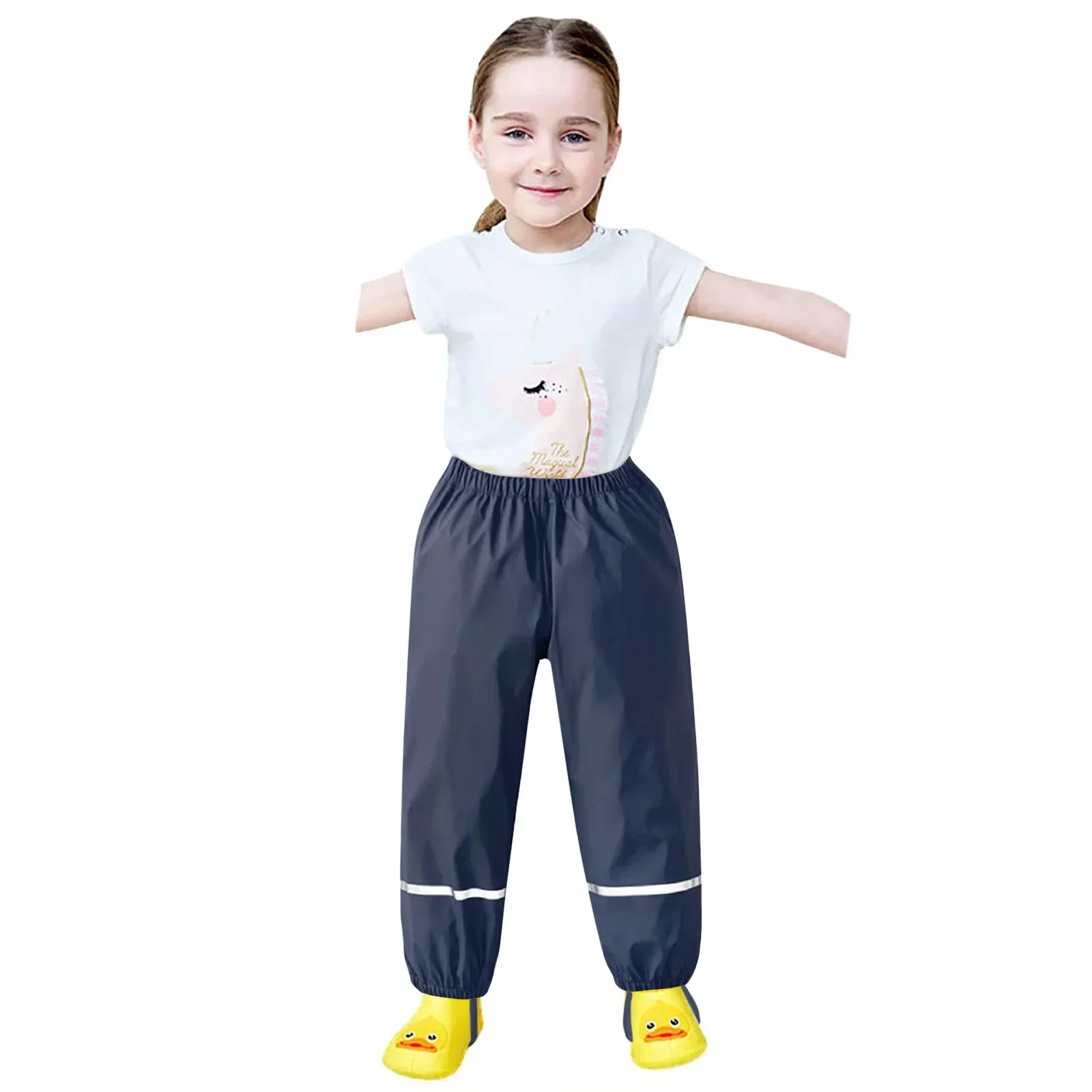 Kids Raincoat Rain Pants Waterproof Cartoon Children’s Kids Rain Dungarees Mud Trousers Waterproof Breathable for Girls Boys