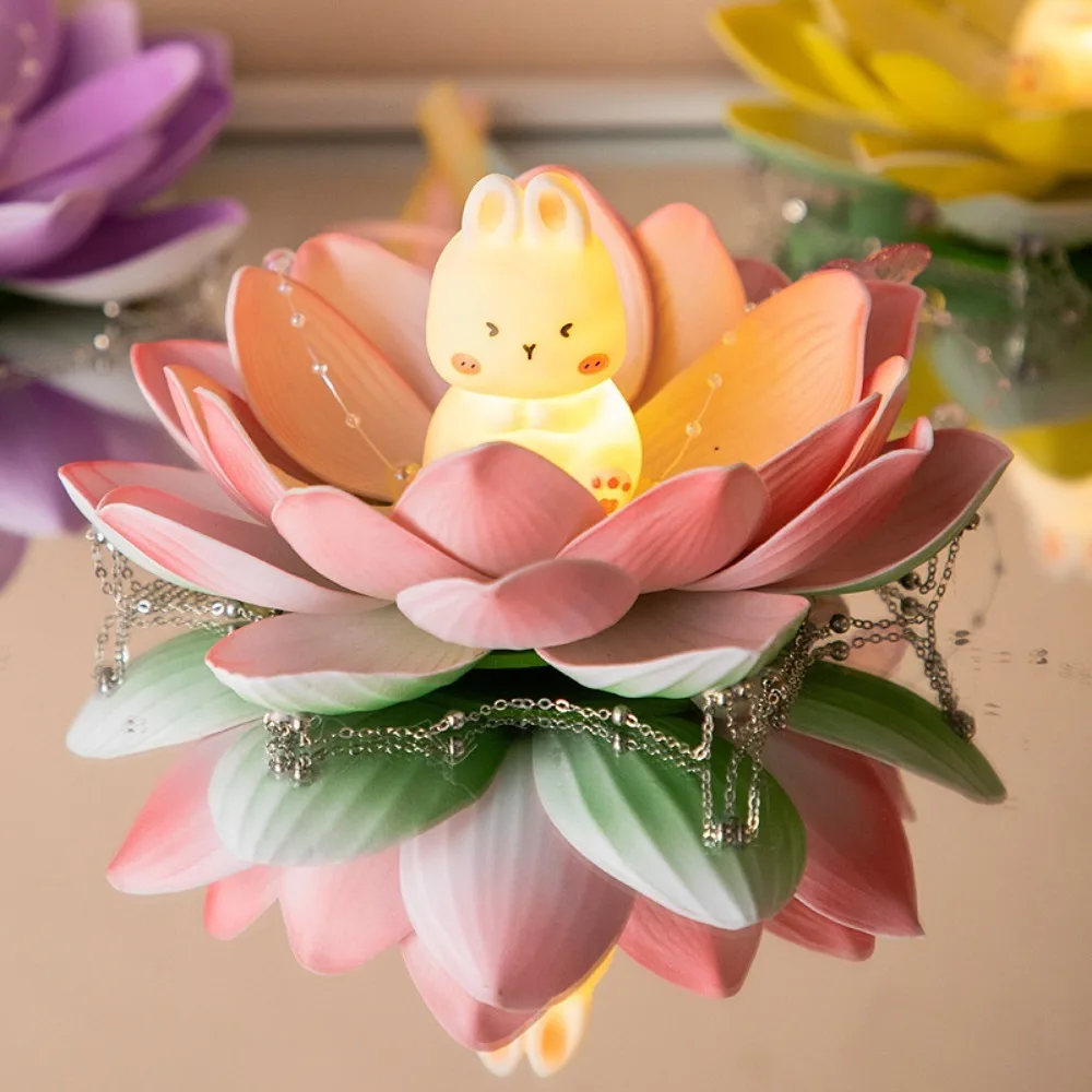 

DIY Lotus Flower Lanterns Material Package Handmade Rabbit Lotus Lantern Luminous Glowing Mid-Autumn Festival Lantern
