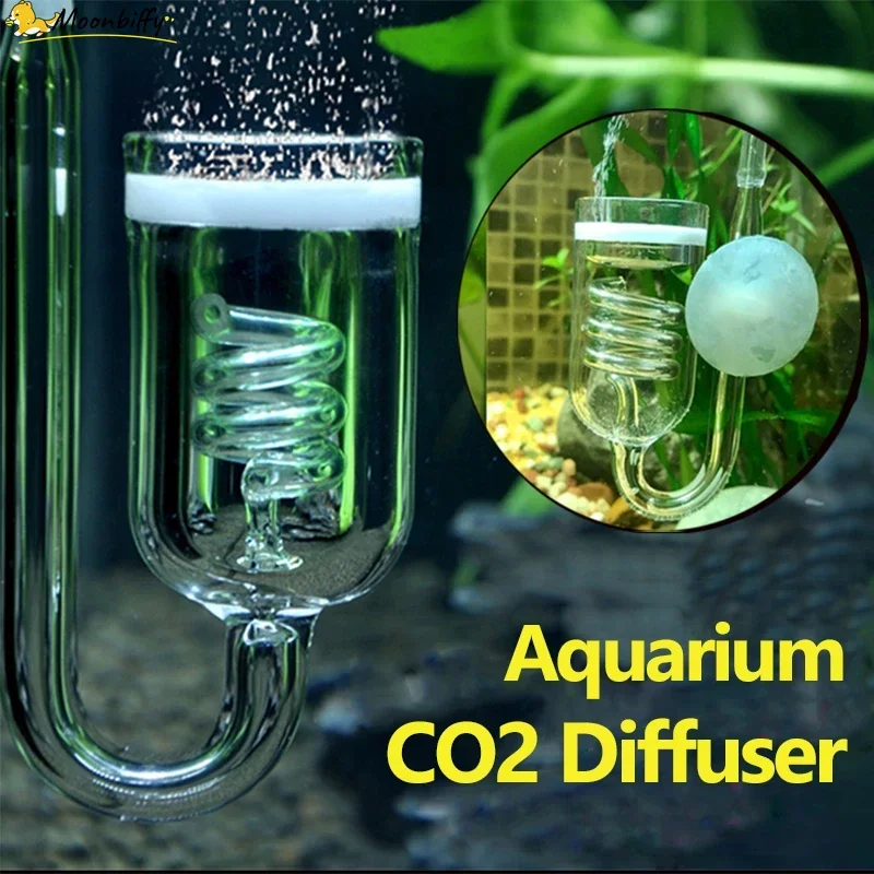 CO2 Diffuser Aquarium Glass Spiral Carbon Dioxide Atomizer Diffuser With Suction Cup For Aquarium Fish Tank Accessories Supplies