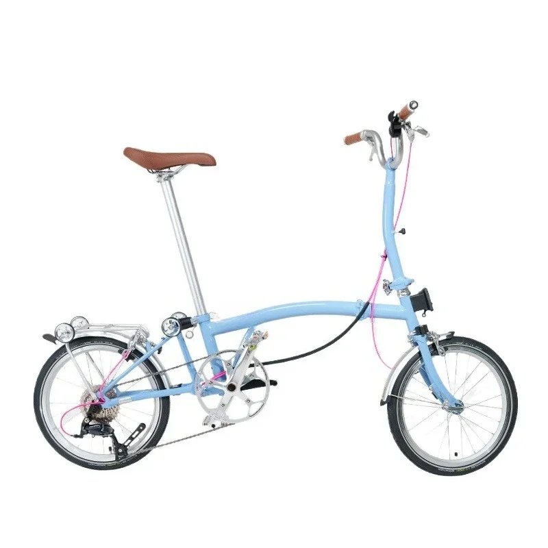 

North ice blue M handle/S handle 9-speed 16-inch retro and lightweight, small cloth folding bicycle
