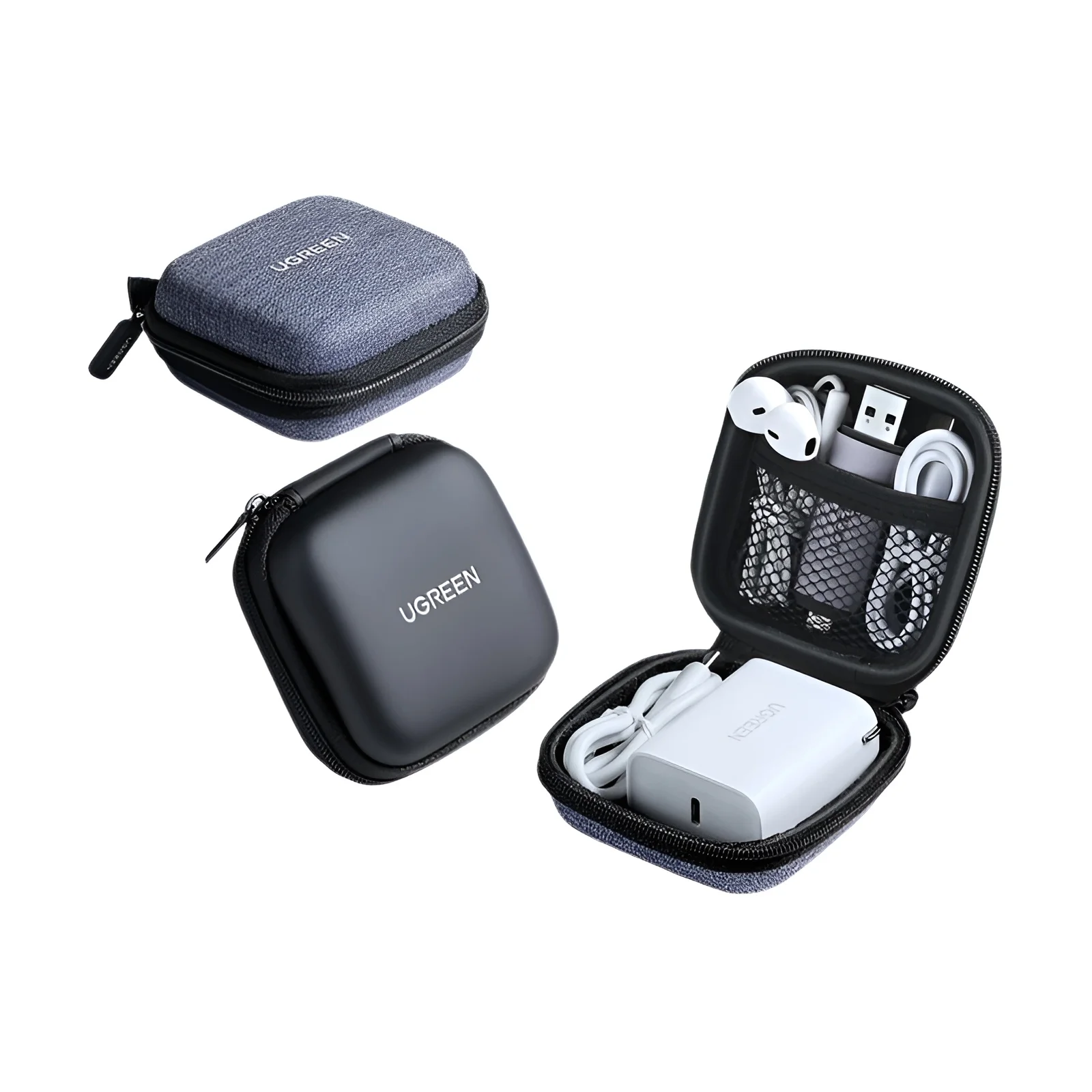 UGREEN Armazenamento Caso Bolsa para Airpods Carregador Cabo Fones de ouvido Bluetooth Funds Estojo de armazenamento de luxo