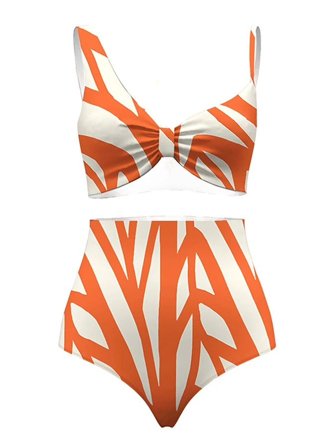 2024 geometrischer Druck einteiliger Badeanzug und Strand hose Mode zweiteiligen Badeanzug elegante Bikini Badeanzug Frauen Beach wear