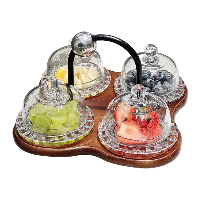 

DSA fruit plate high-end exquisite high-value snack refreshment plate household high-end sense glass snack plate with lid
