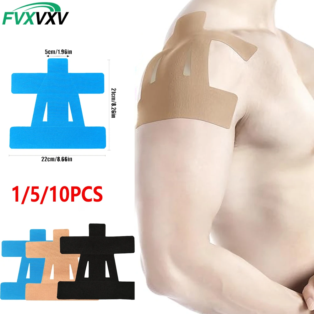 1/5/10PCS Precut Kinesiology Tape, Shoulder Support Waterproof Elastic Athletic Tape - Breathable Hypoallergenic Latex-Free Tape