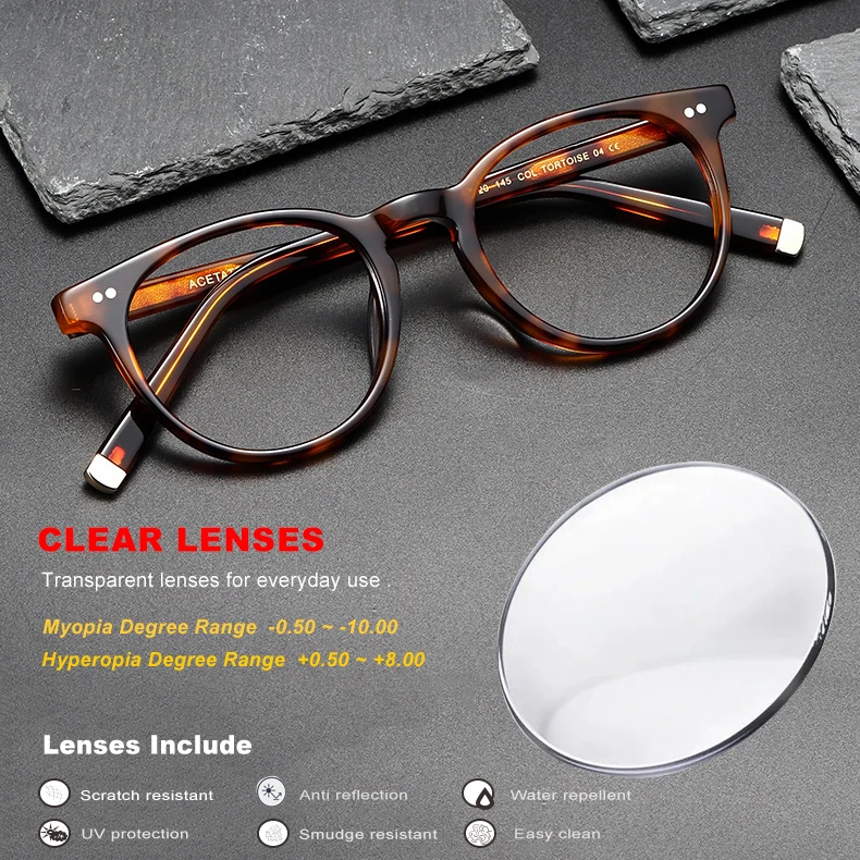 

Retro Glasses Tortoises Acetate Men Women New Design Eyewear Prescription Lenses Photochromic Optical Myopia Hyperopia Eyewear