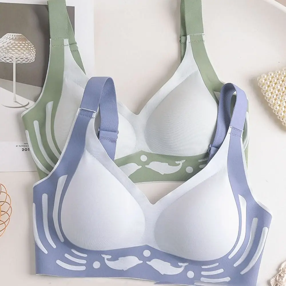 Dolphin Wireless Deep V Bra Close-fitting Anti-sagging Brassiere for Women Shockproof Intimates Seamless Bras Running