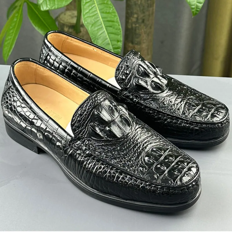 

Authentic Thai Crocodile Mens High-end Genuine Leather Suede Light Luxury Casual Walking Shoes Sole Comfortable Loafers Sneakers