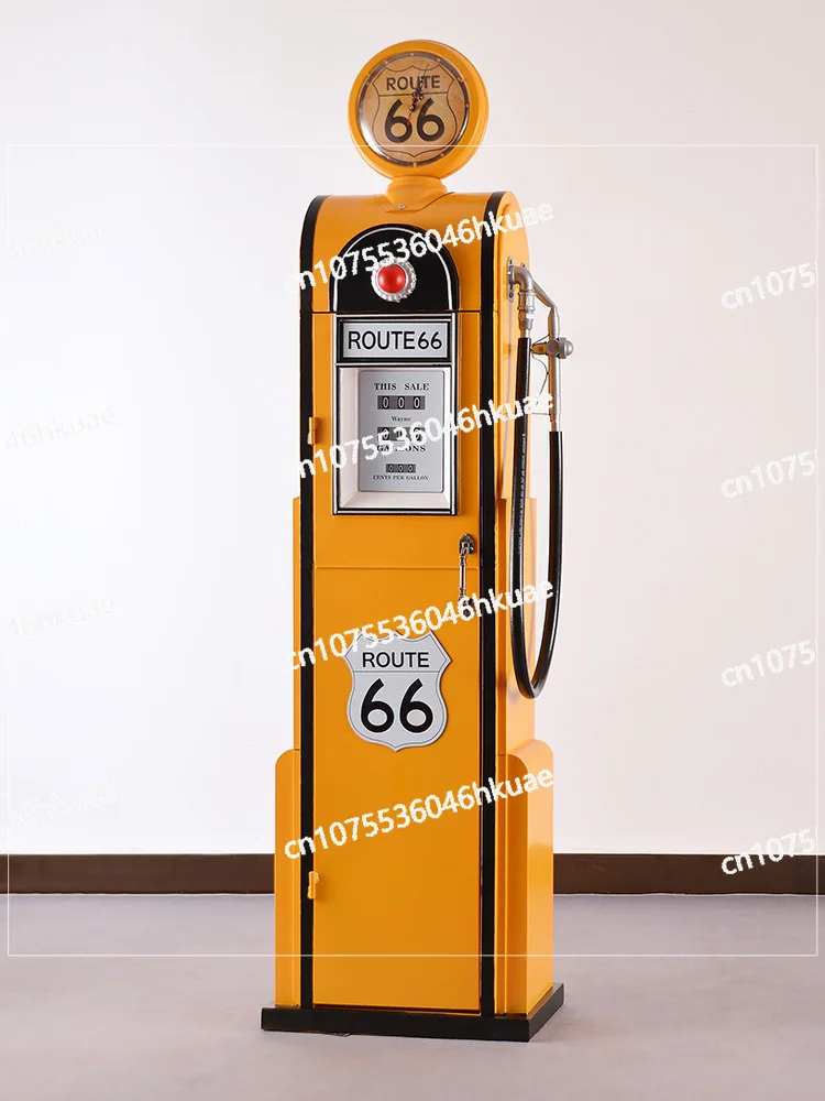 Retro Industrial Wrought Iron Fuel Dispenser Model - Double-Sided Large Size, Floor Decor for Bar, Old-Fashioned Ornament