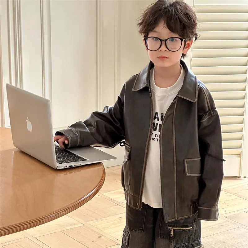 

Детская верхняя одежда, весенне-осенний новый продукт, корейское издание, красивая куртка в стиле ретро, повседневная, универсальная, темпераментная