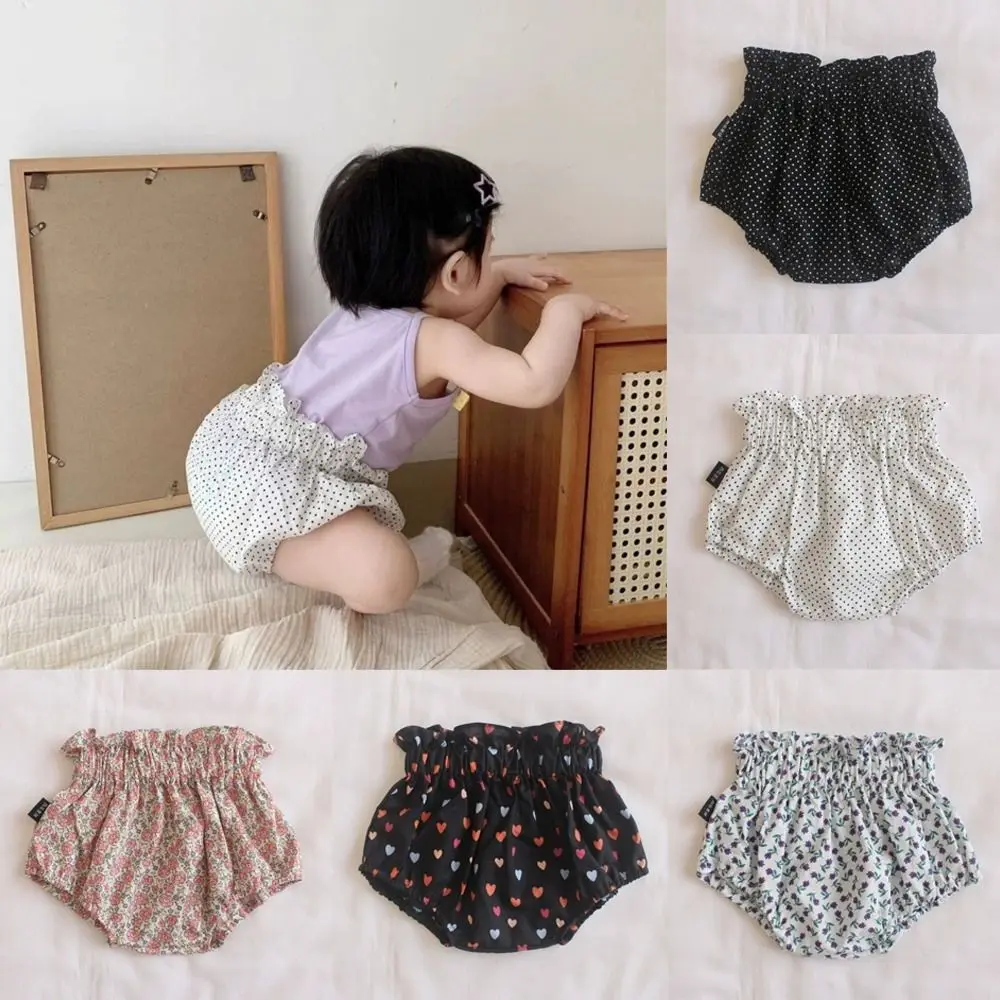 Soft Cotton Toddler Shorts Breathable Floral Print Girl Shorts Elastics Waist Loose Fit Pants Clothes