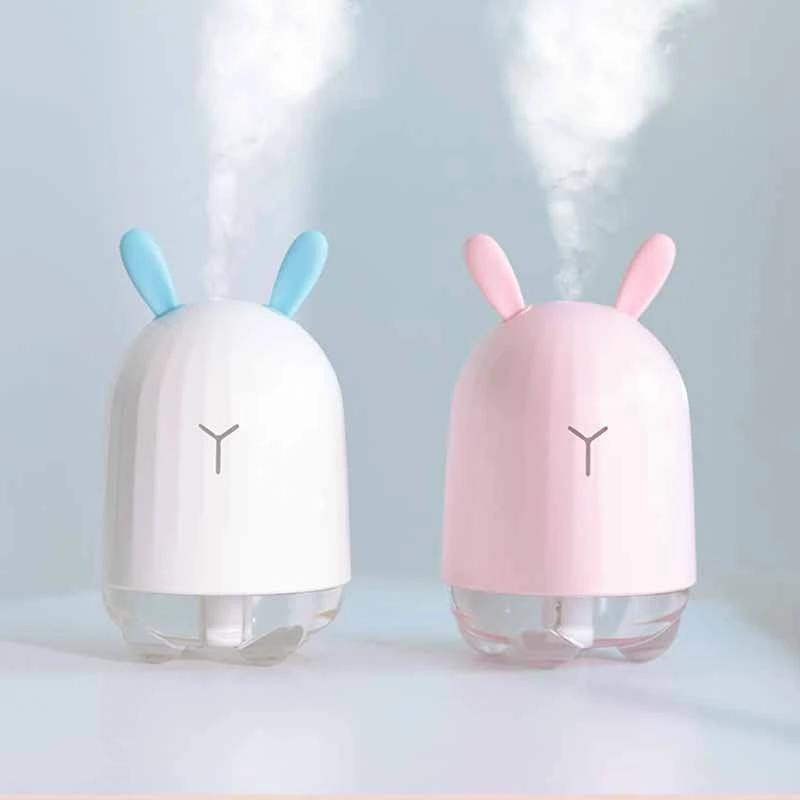 

AD-Mini Air Humidifier Cute Rabbit USB Aromatherapy Essential Oil Diffuser Luminous Car Office Air Purifier