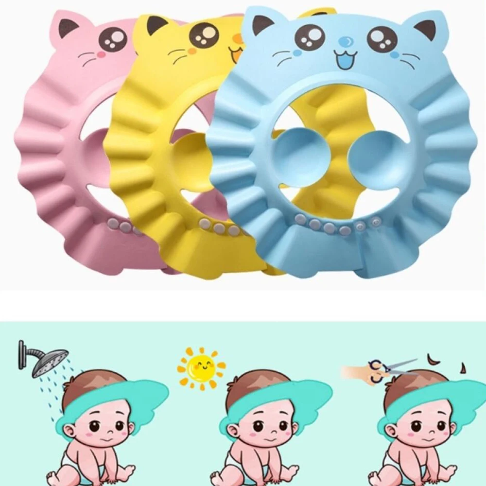 A soft PVC shower cap that makes hair washing more fun, adjustable in size, and adds ear protection function