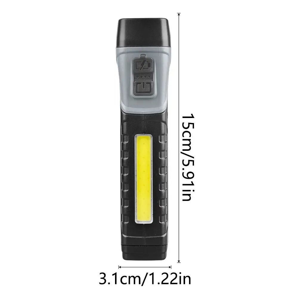 90-degree Rotatable Portable LED Flashlight Handheld Magnet Bottom Mini Camping Lamp Waterproof Side Light Outdoor Torch Home