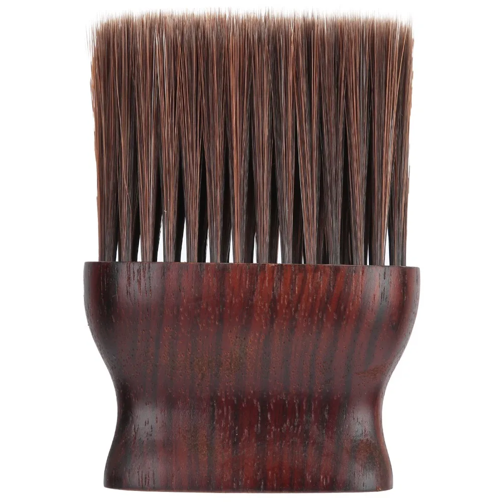 Rubberwood + Nylon Barber Neck Duster Brush Red Brown Portable Hair Duster Brush Durable Soft Hair Barber Shop Neck Brush
