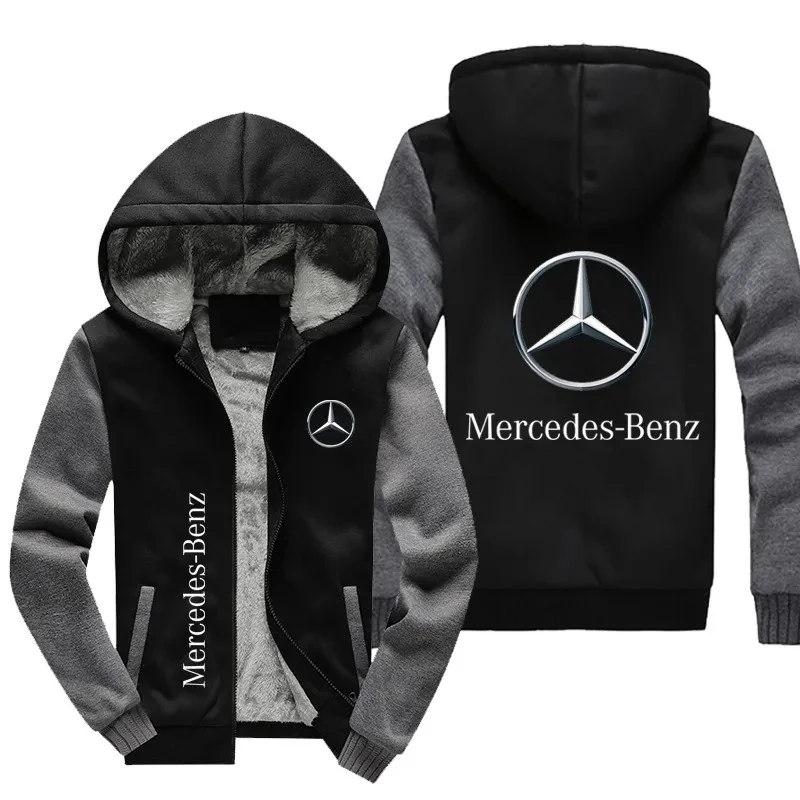 

Mercedes Benz Logo Printed Hooded Jacket, Mercedes AMG Racing Suit, Men's Top, Casual and Plush Warm Hoodie, Team Work Uniform