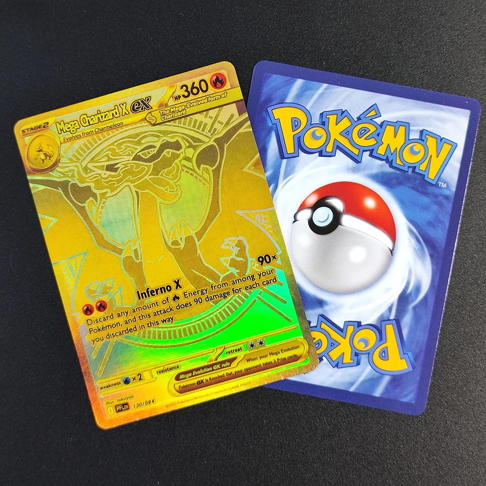 Self Made Proxy PTCG английское золото Mega Charizard X ex Mega Dragonite ex коллекция хобби флэш-карта игрушка в подарок