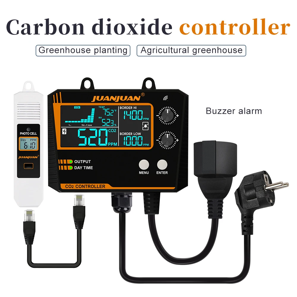 Greenhouse Planting CO2 Controller Automatic CO2 Concentration Control Accuracy Carbon Dioxide Minitor Day and Night Detect
