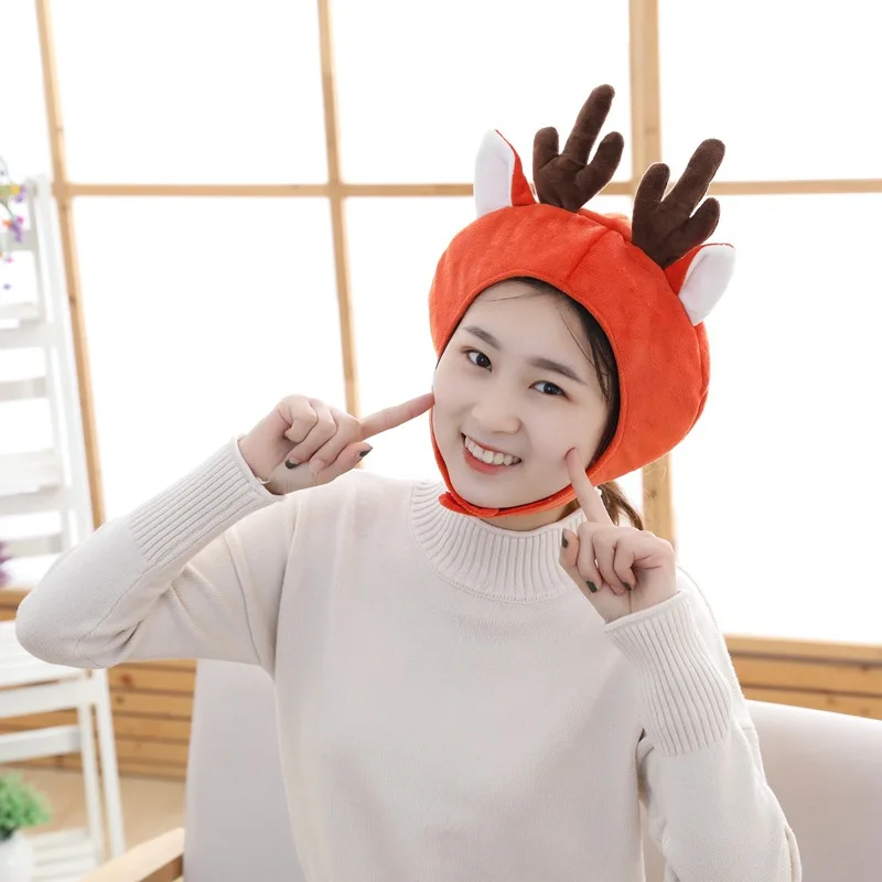 

Deer Hats Animals Kawaii Headgear Women Men Cartoon Props Christmas Xmas Cosplay School Party Stage Performance Funny Cute Hats