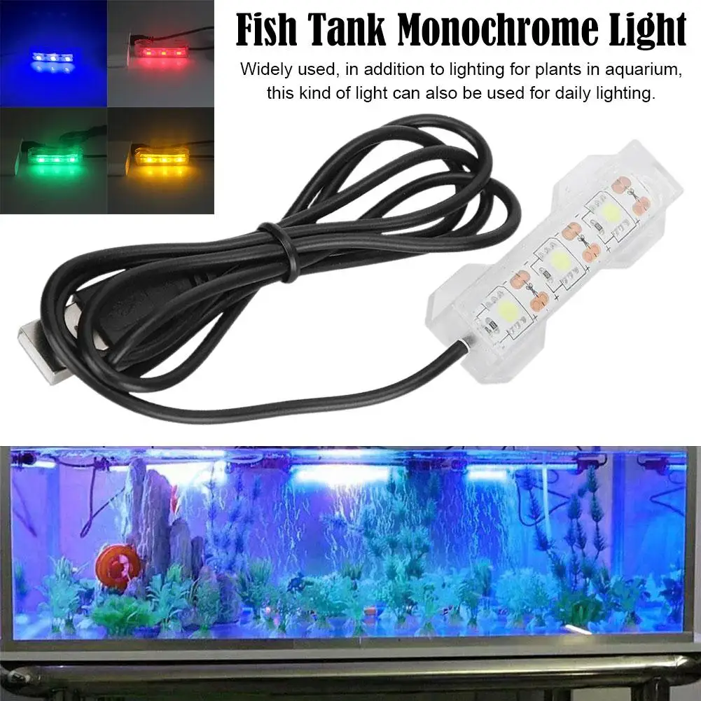 Small Aquarium Light Split USB Monochrome Light 5V Power Supply Aquarium Portable Low Lightweight Voltage Light G7K7