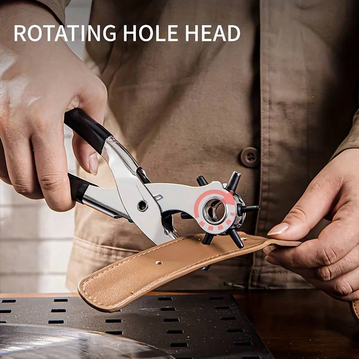 1pc-Belt Punch Pliers Leather Belt Hole Eyelet Puncher Revolve Sewing Machine Bag  Watchband Strap Hand Tools