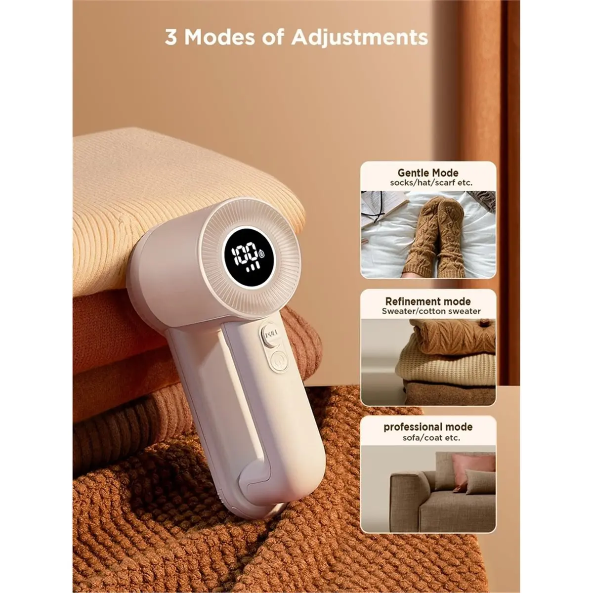 Rechargeable Fabric Shaver,Lint Remover for Clothes,3-Speeds Lint Shaver with LED Display for Clothes,Sweaters,Furniture