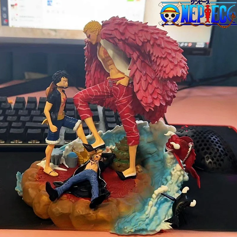 

21cm One Piece Luffy Anime Figure Donquixote Doflamingo Vs Luffy Figurine Pvc Statue Model Doll Room Decoration Toy Gift