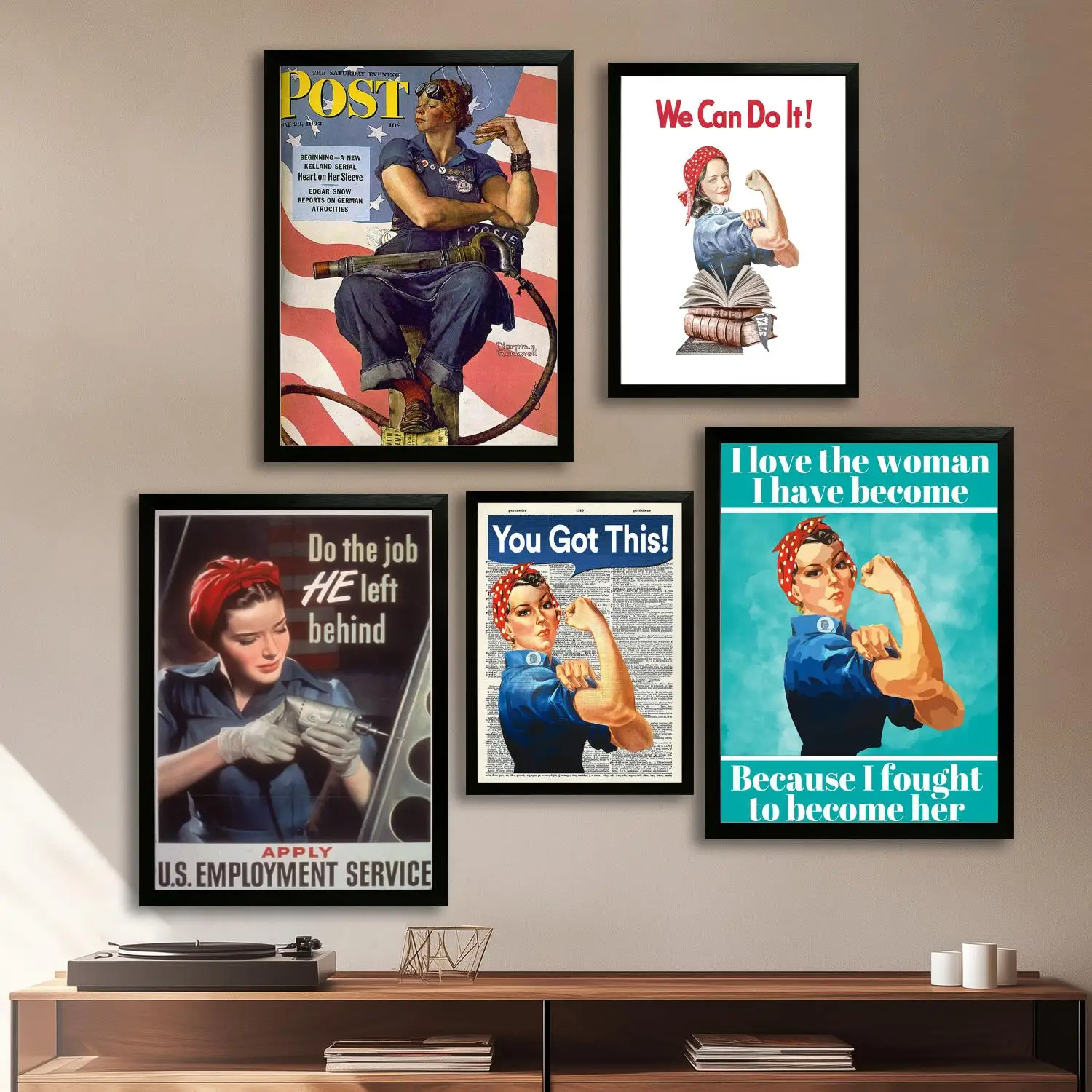 rosie riveter Canvas Art Poster and Wall Art, Picture Print, Modern Family Bedroom Decor, Posters,Decorative painting