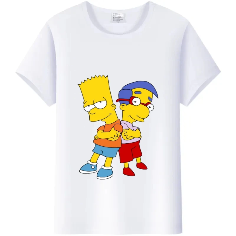 Funny The Simpsons T-shirt Women Tees Shirts Cartoons Casual Men Clothes Fashion Family Blouses Harajuku White Short Sleeve Tops