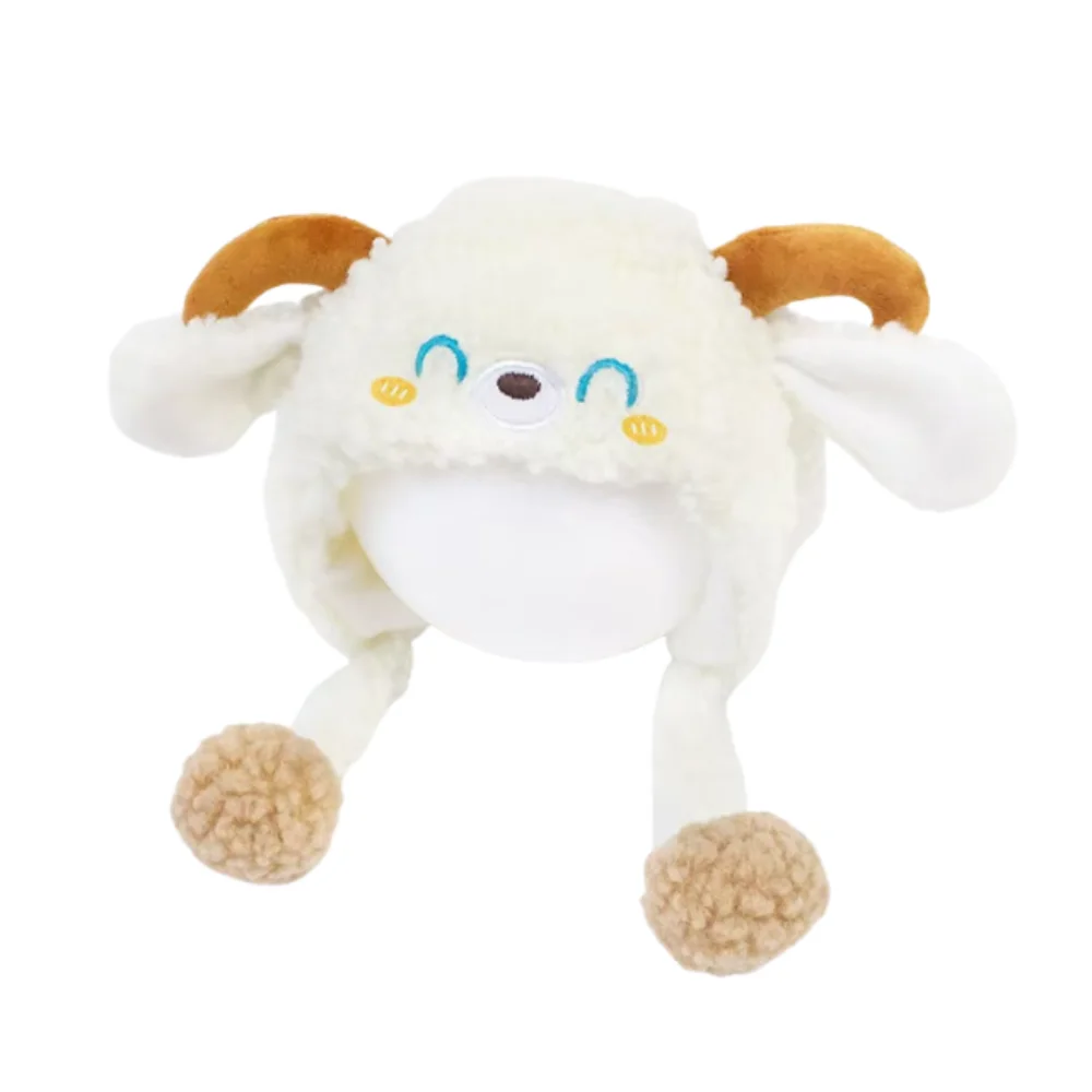 패션 만화 양 모양 비니 모자 두꺼운 방한 아기 귀 보호 모자 부드럽고 따뜻한 겨울 모자 남아 여아용