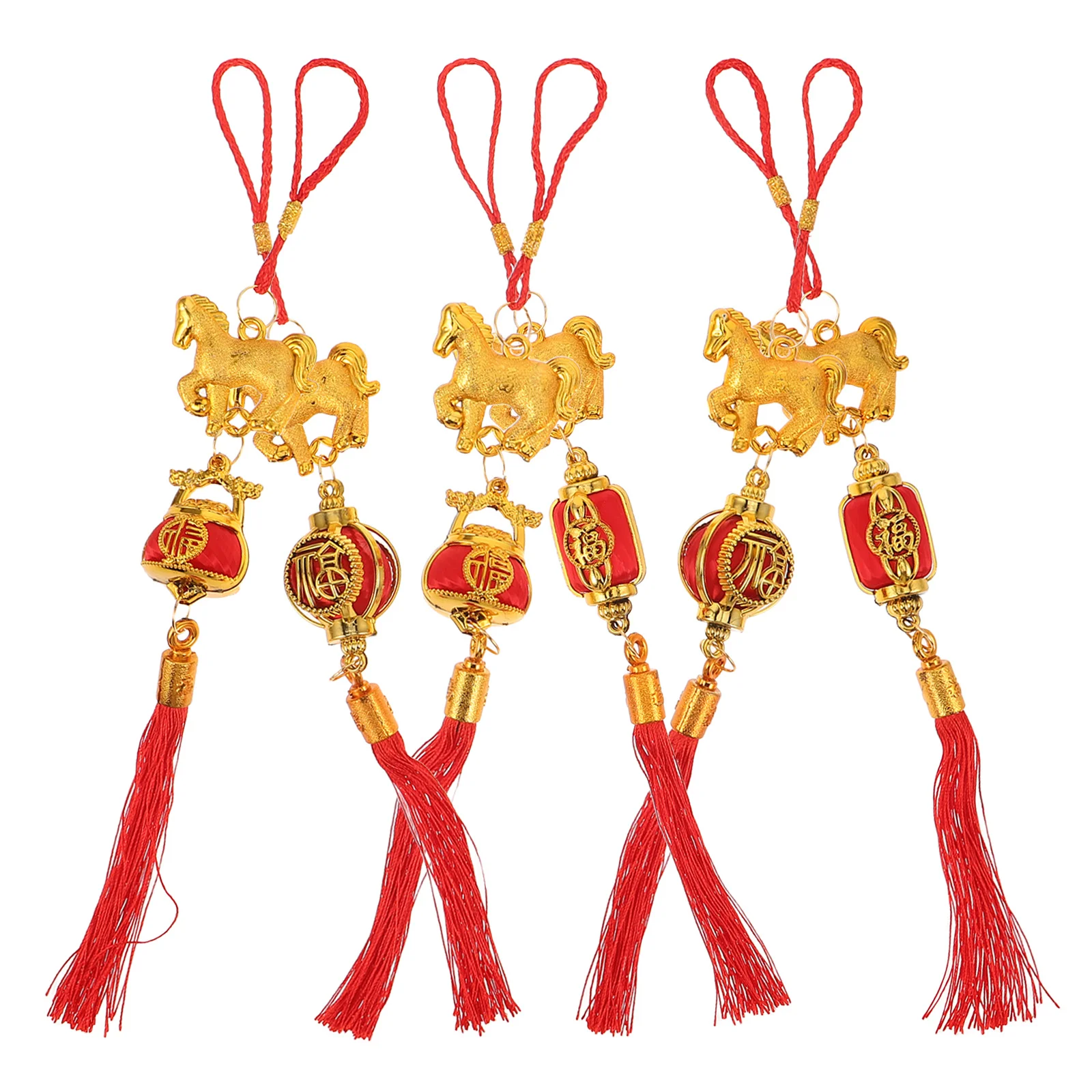 

6Pcs Chinese New Year Horse Pendant Decorations Year of The Horse 2026 Bonsai Inspired Hanging Ornaments for Home Office Car
