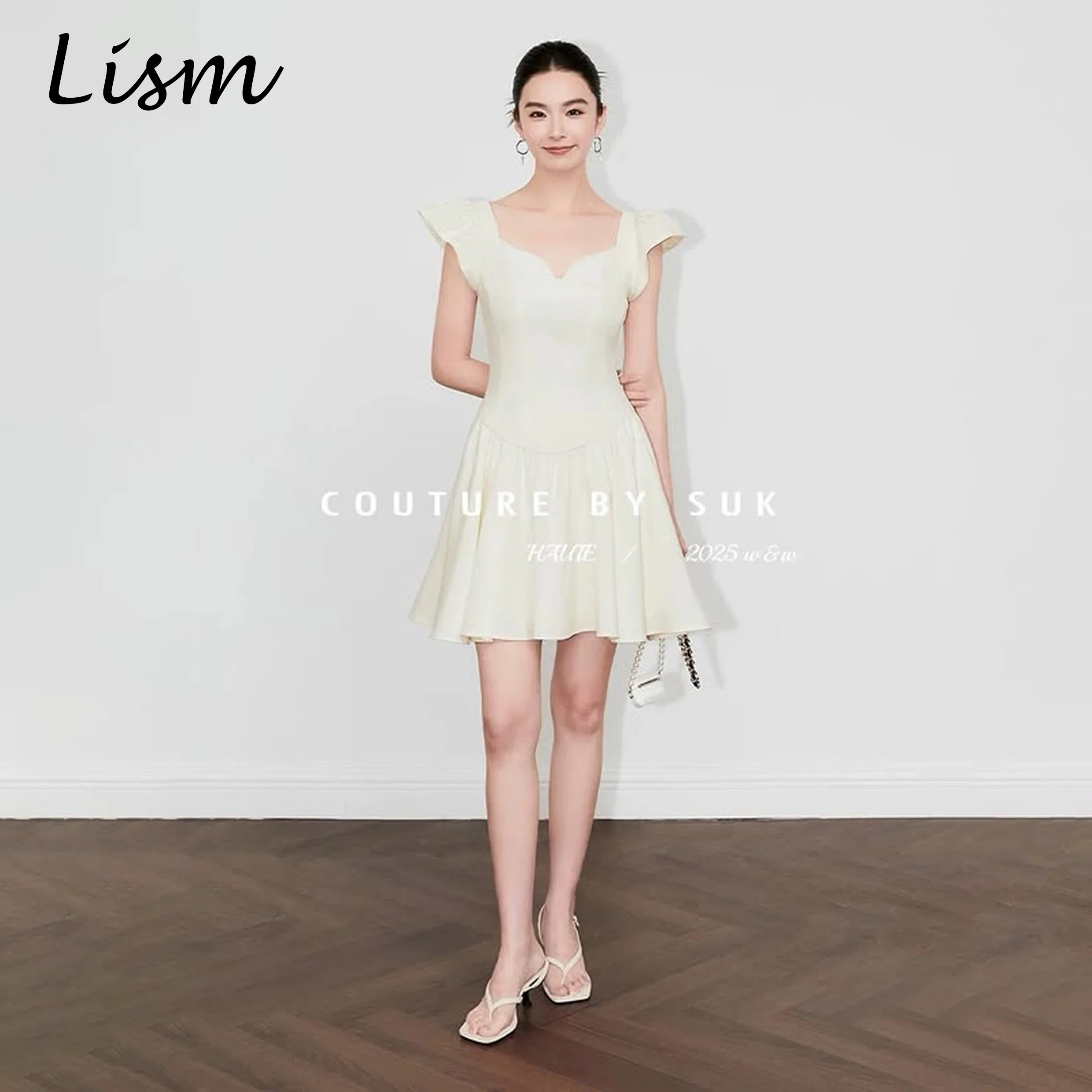 

Свадебное платье Lism Classic с открытыми плечами и вырезом «сердечко», А-силуэт, мини-длина (выше колена), без рукавов, 2026, на заказ