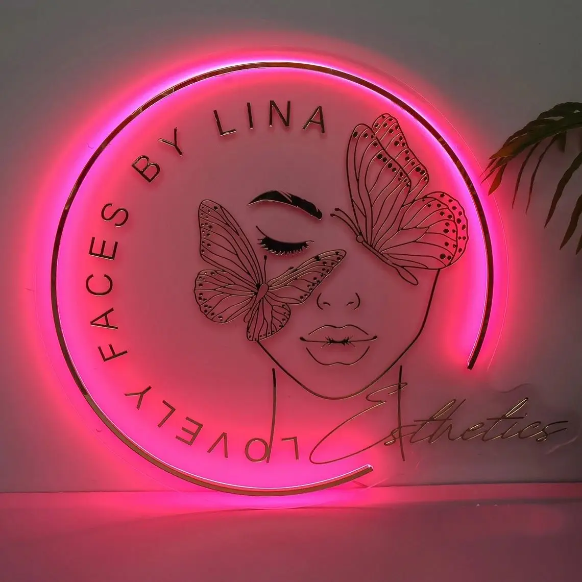 Custom LED Backlit Acrylic Logo Wall Sign For Beauty Hair Nail Lash Esthetics Salon Indoor Reception Signage Dropshipping