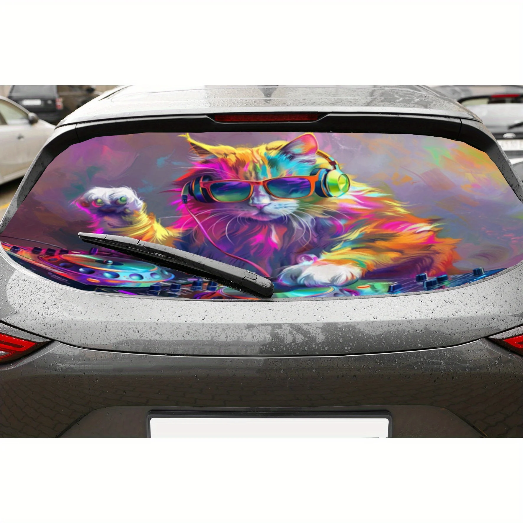 

DJing cat PVC material self-adhesive waterproof car rear window sticker, easy to paste without falling off, waterproof and light