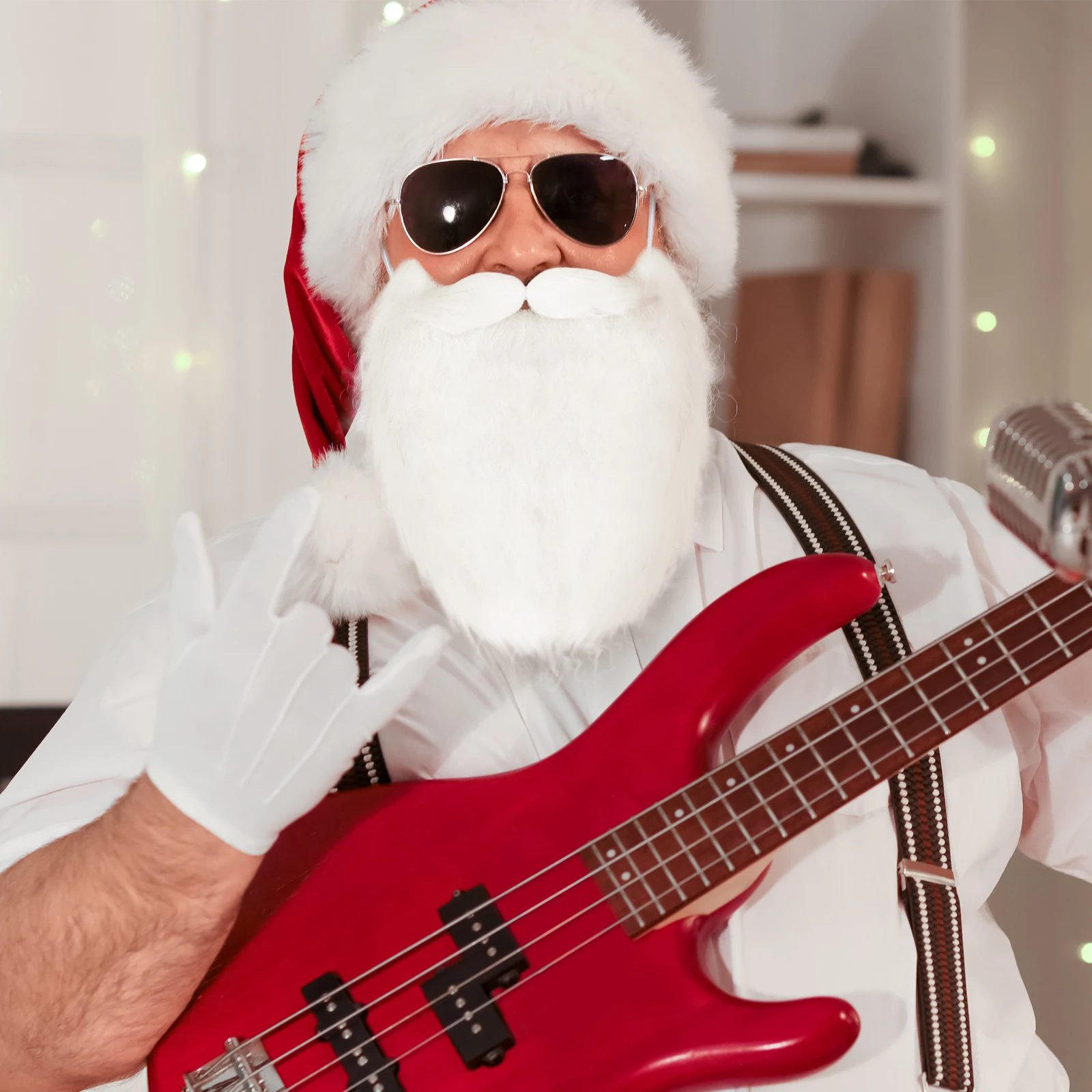 

1pc Performance Props Beard Xmas Santa Curly Full Elasticated Mustache Christmas Cosplay Accessory White