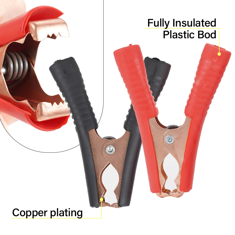 Pinzas de cocodrilo eléctricas para batería de coche, sonda de prueba, conector, herramientas de bricolaje, 100A, 1 par