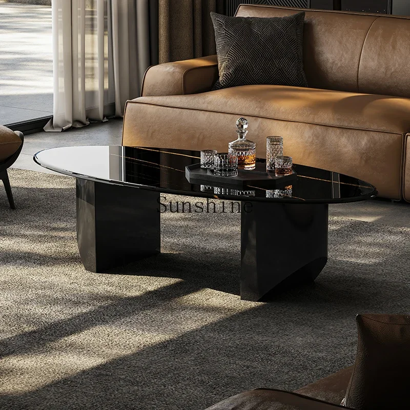 

Natural Lauren black gold light luxury high-end small apartment household living room marble coffee table