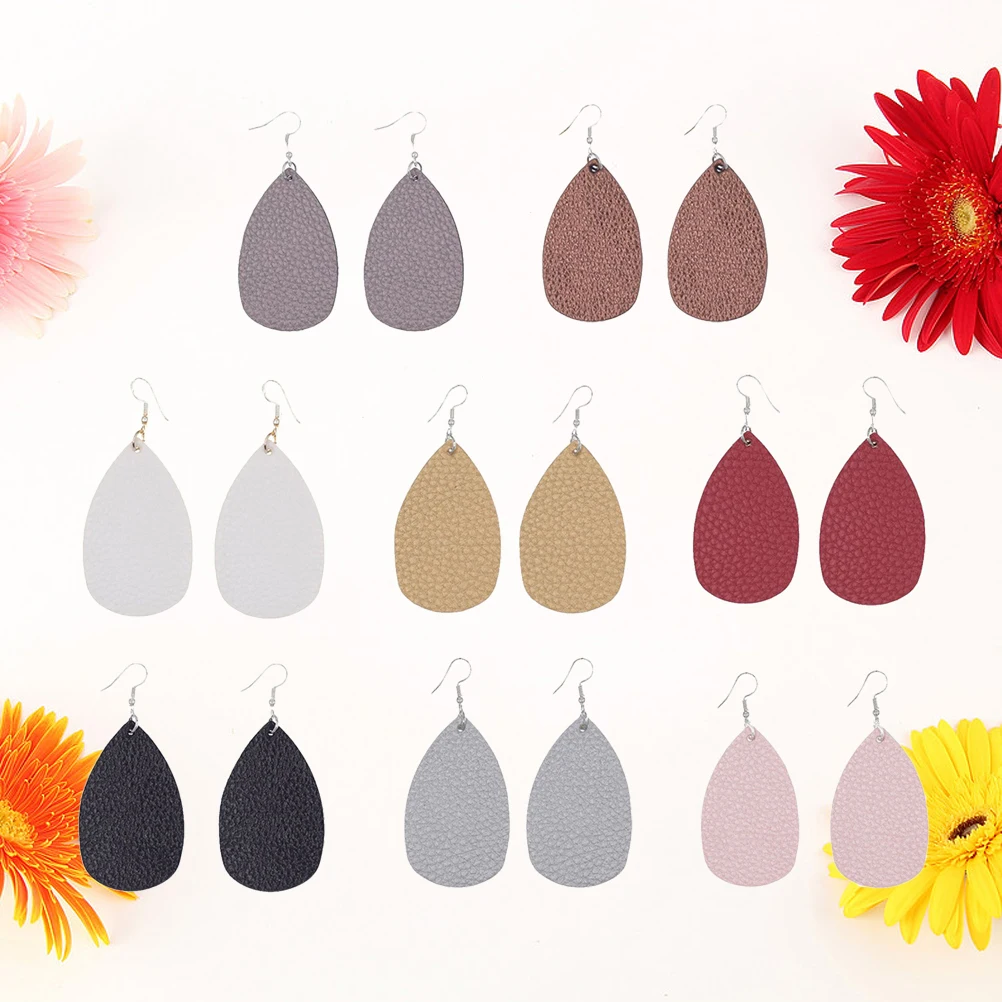 

Water Drop Earring Set PU Dangle Lightweight Women Western Style No Fading Corrosion Resistance Gift Jewelry